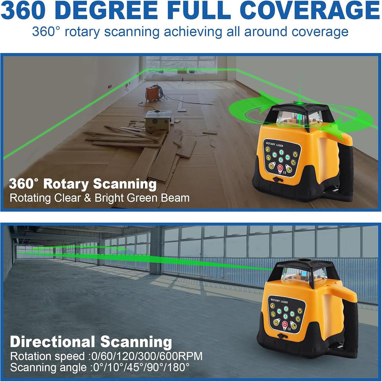 Zestaw automatycznych, elektronicznych, samopoziomujących, obrotowych poziomic laserowych 360°, narzędzie do pomiaru pionowego, poziomego i poprzecznego 500 m (RedBeam)