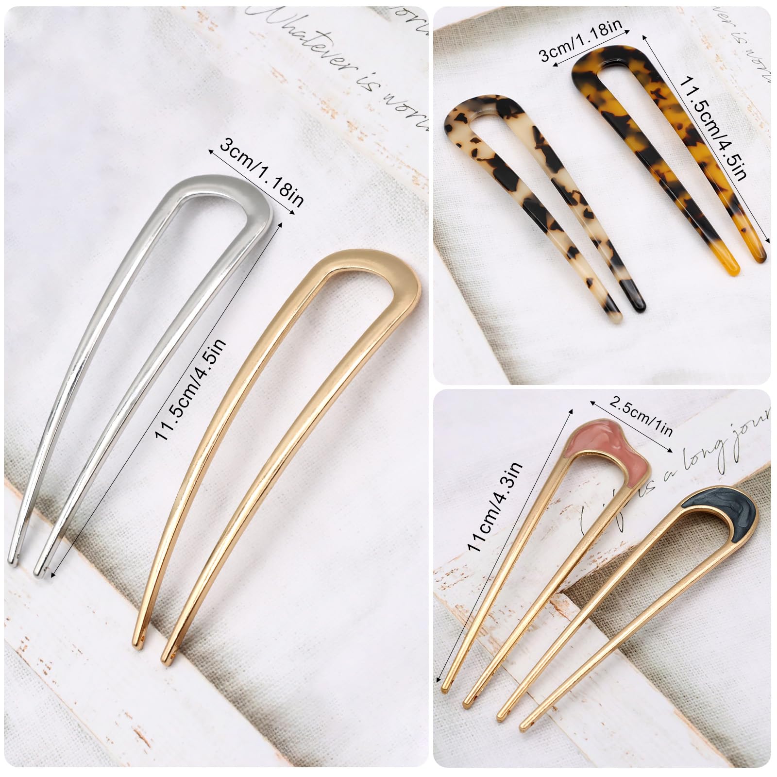 Scettar 6 Pcs Metal French Hair Pins for Women - U Shaped Twist Pins for Girls Hairstyle Accessories, Gold - Image 2