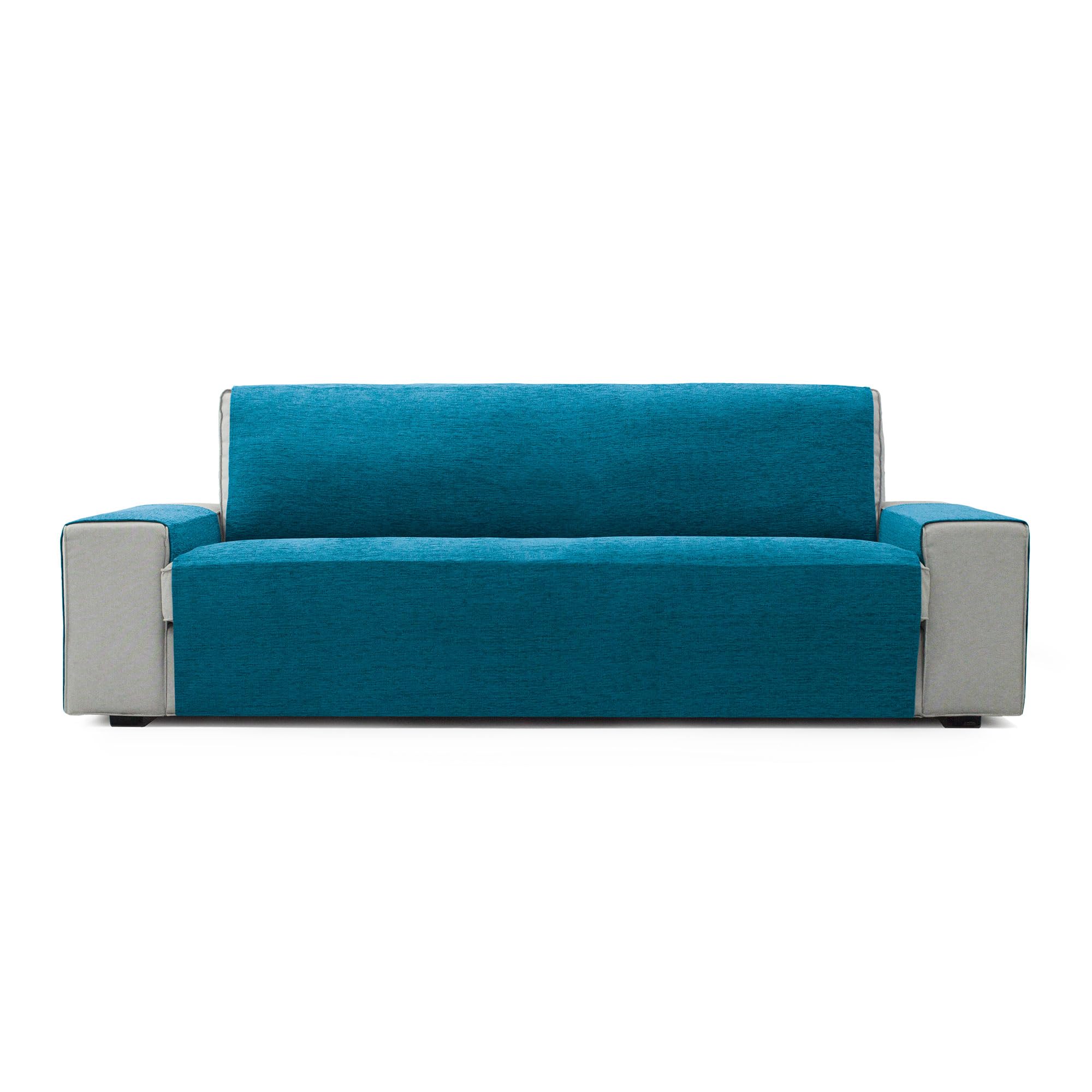 FAVERTI® Cubre Sofá 4 Plazas de 190 cm | Modelo PEGO | Azul | Chenilla Tacto Extra Suave, Protector sofá de Calidad Hecho en España con Material Reciclado