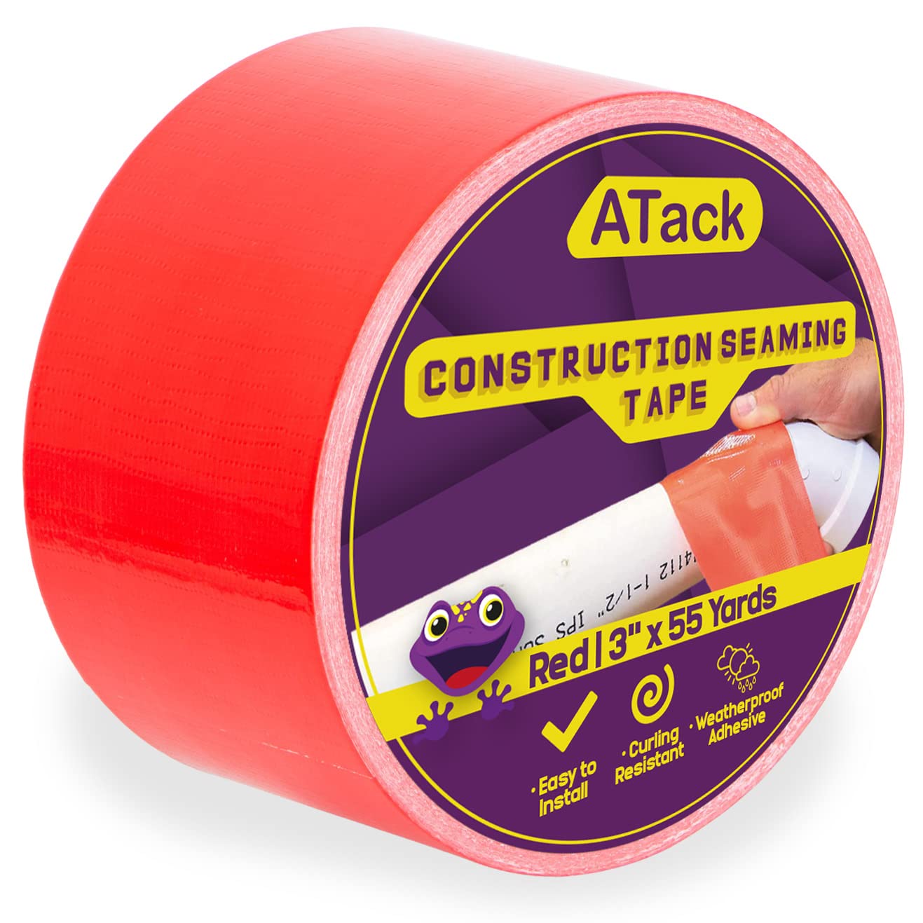 ATack Construction Seaming Tape Red, 3 Inches x 55 Yards, Building Sheathing and Flashing