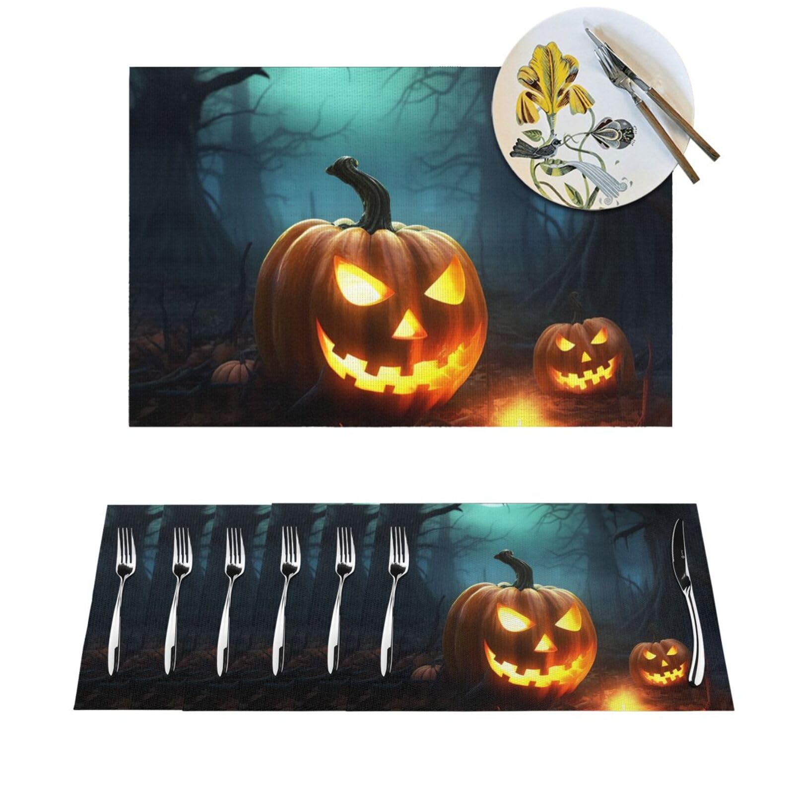 Sets de table antidérapants et résistants à la chaleur motif citrouille x6