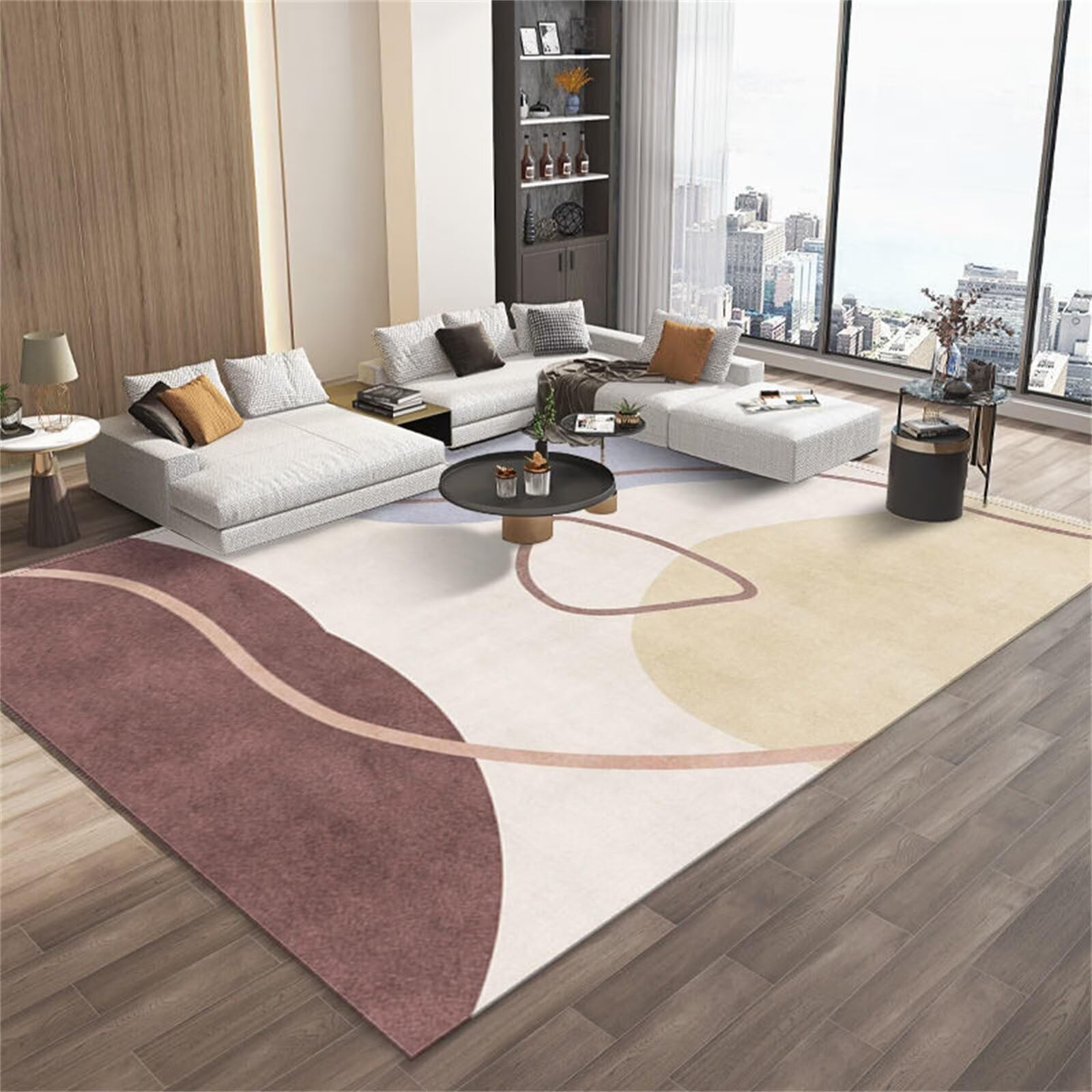 Tapis de chambre antidérapant beige et marron 160x230 cm