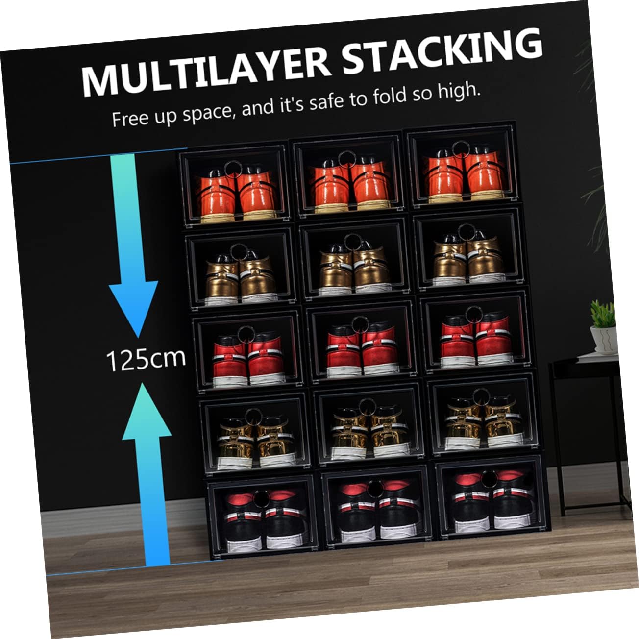 Ciieeo 6pcs Stacked Plastic Shoe Boxes Pp Material Organizing Containers for Shoes