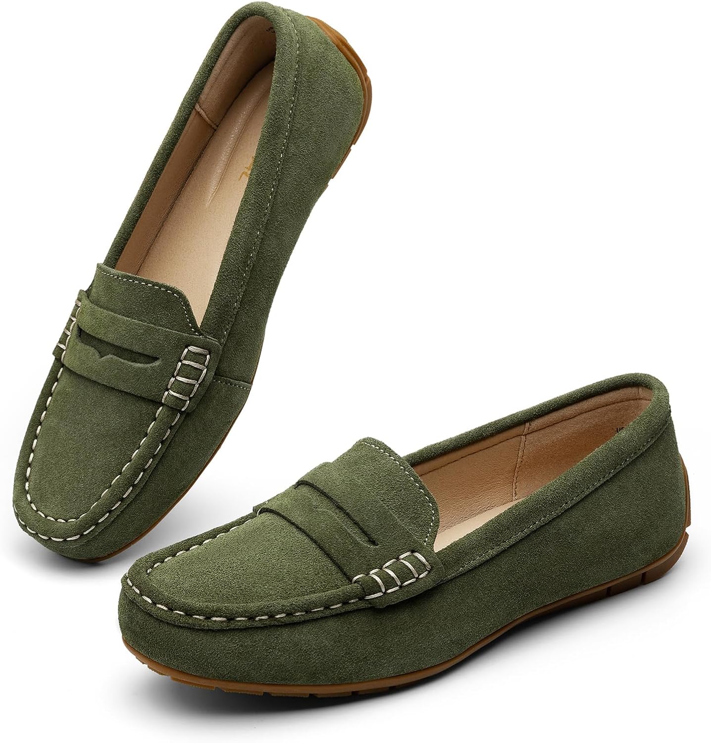 KORDAL Women's Comfortable & Lightweight Suede Leather Penny Loafers Slip-Ons Cute Business Casual Dress Shoes Work Office Flats Everyday Walking Shoes Driving Mocs for Women - Image 9