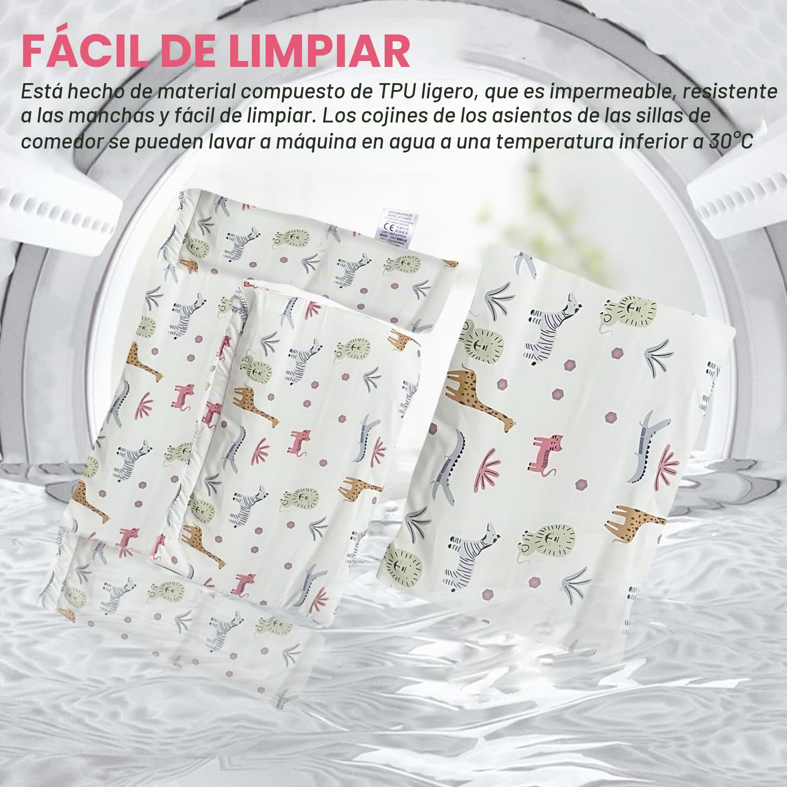 Cojín de asiento para trona Stokke Tripp Trapp: doble acolchado, impermeable, cojín de asiento para niños, extraíble, algodón orgánico suave accesorio (zoológico)