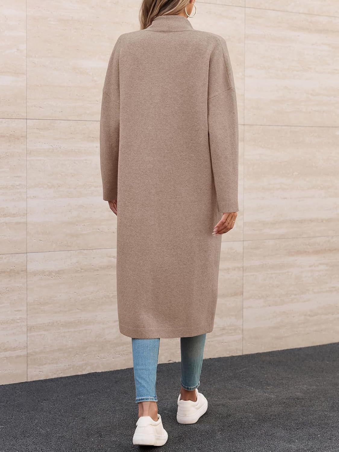 Saodimallsu Womens Extra Long Cardigan Sweaters Oversized Chunky Knit Open Front Long Sleeve Casual Duster Coat with Pockets - Image 5