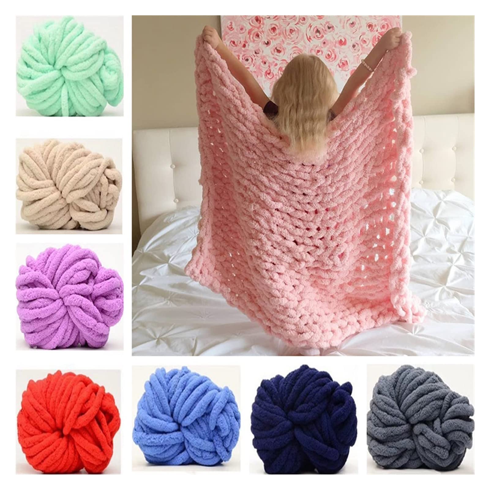 27m Super Morbido Bulky Peluche Peluche Peluche in Velluto ciniglia in Lana Calda a Maglia Cotone Crocket Filato Fai da Te Sciarpa Coperta Lana Filati (Color : 11)