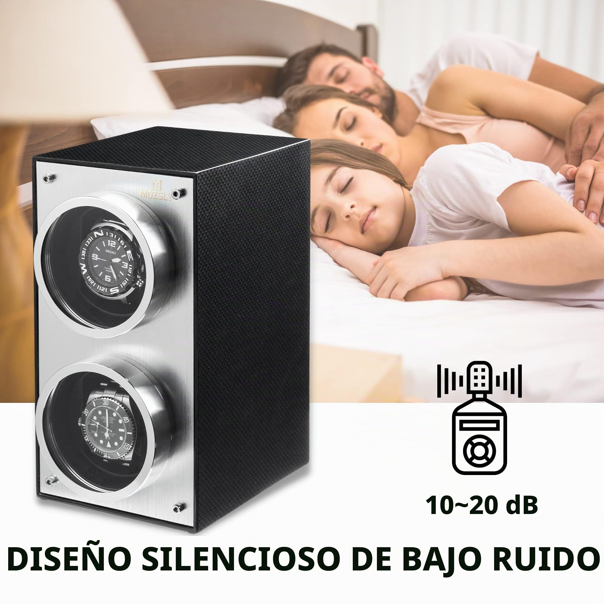 MOZSLY Doble Cargador de Reloj para Relojes automáticos con Motor silencioso