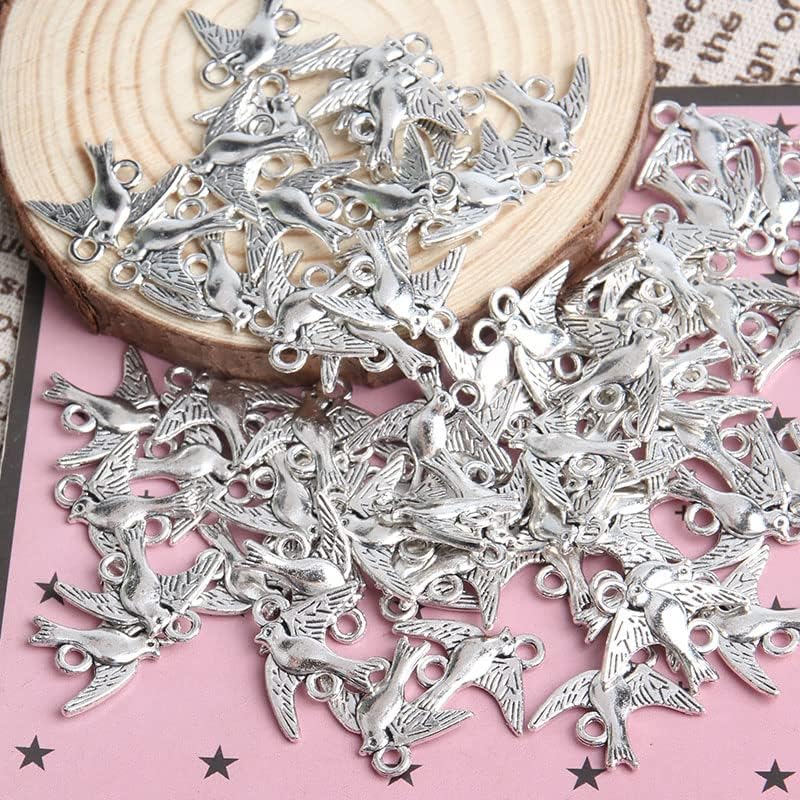 Miniatura 8 de Opexicos 100 piezas de plata antigua golondrina pájaro encanto conector pulsera collar fabricación de joyas hecho a mano DIY