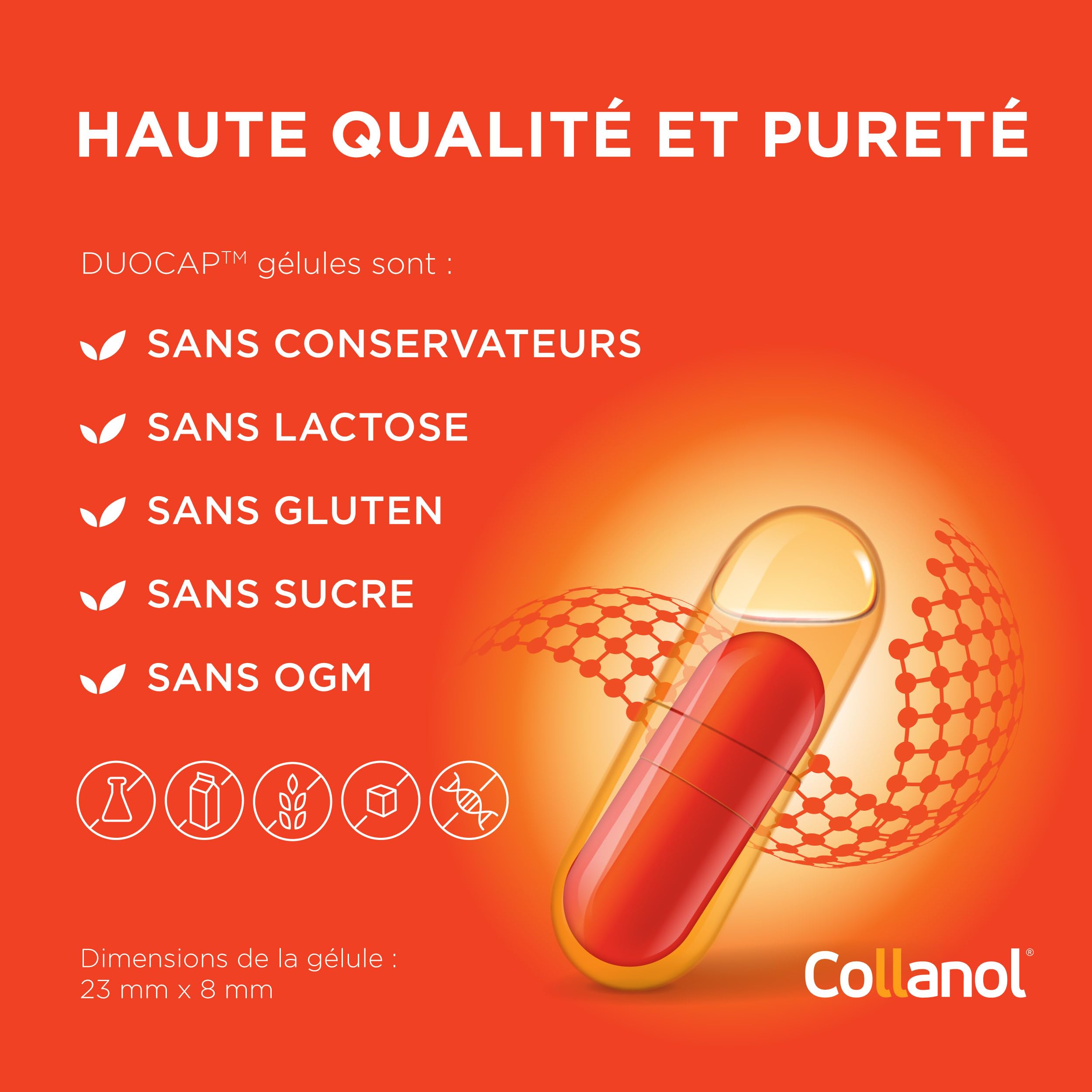 Collanol – innovation dans le soin des articulations saines Formule liquide dans une double capsule Collagène 3D + extrait micellaire de racines de curcuma 1 capsule/jour. 20 Prises
