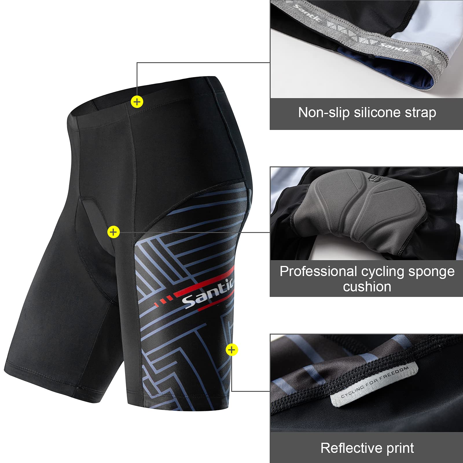 Santic Wyściełane spodenki rowerowe Spodnie rowerowe