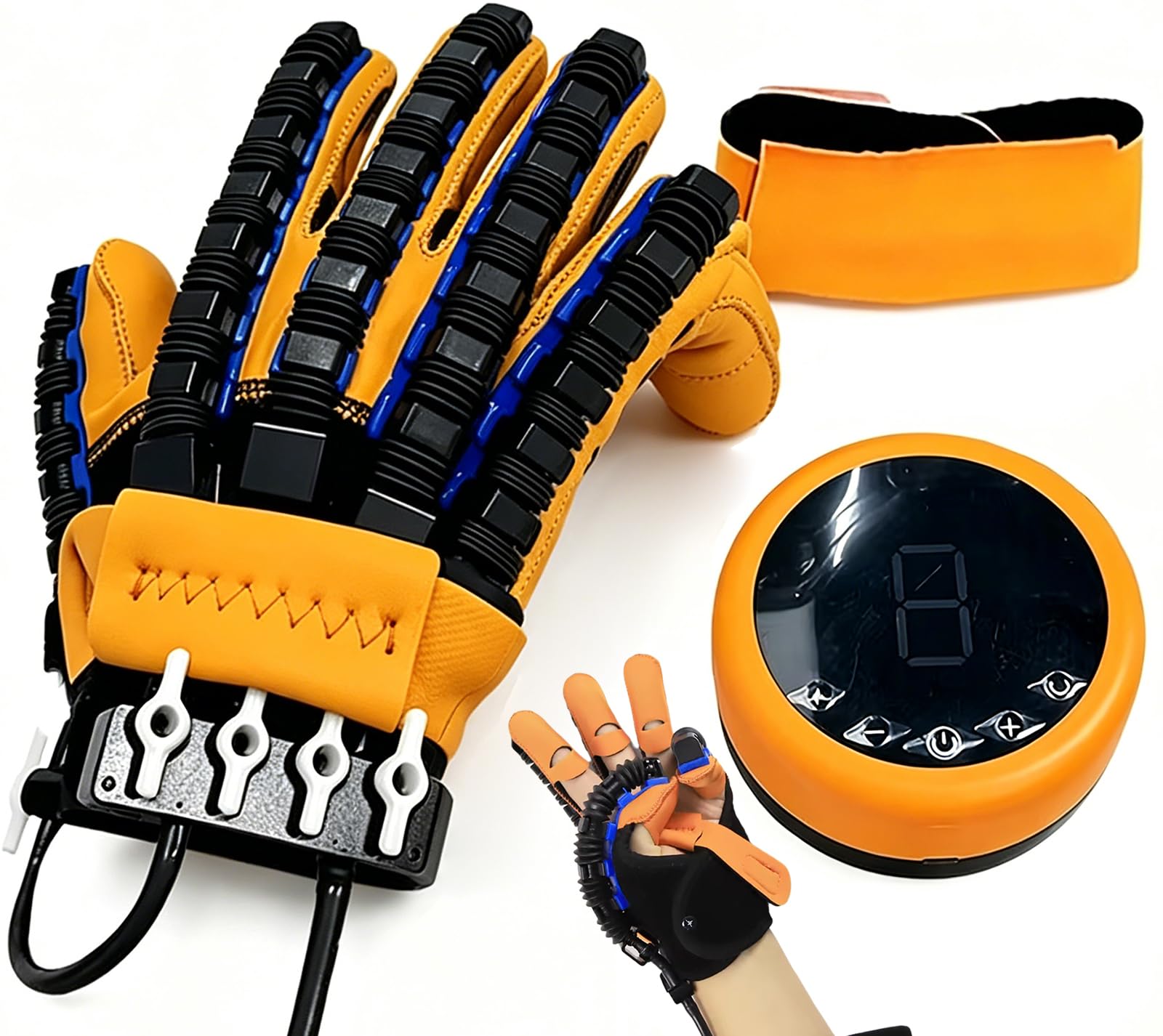 Rękawice Do Rehabilitacji Robota Po Udarze, Rękawice Do Rehabilitacji Palców, Trenażer Do Rehabilitacji Funkcji Palców I Dłoni, 5 Trybów, Regulowana Intensywność Left hand XXL