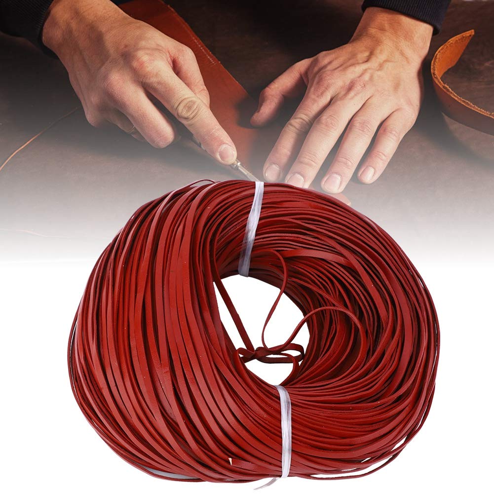 Cordon plat en cuir de 100 m de long, cordon tressé en cuir de première qualité pour travaux d’artisanat, 3 mm de large et 1 mm d’épaisseur – cordon de bricolage pour la (Brun rouge 3mm*1mm100 mètres)