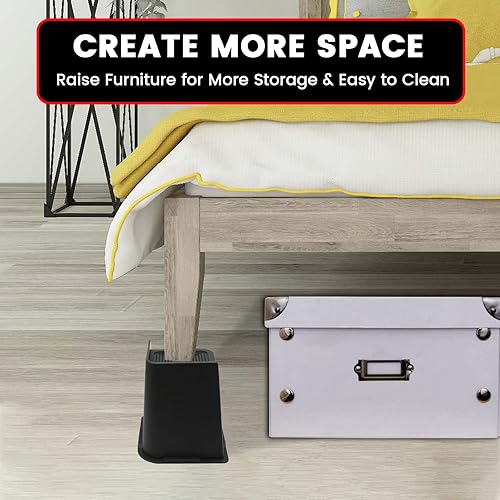 Miniatura 5 de Elevadores de cama de 6 pulgadas, elevadores de muebles de gran tamaño, soporte resistente de hasta 6000 libras, elevación de 6 pulgadas para sofá,