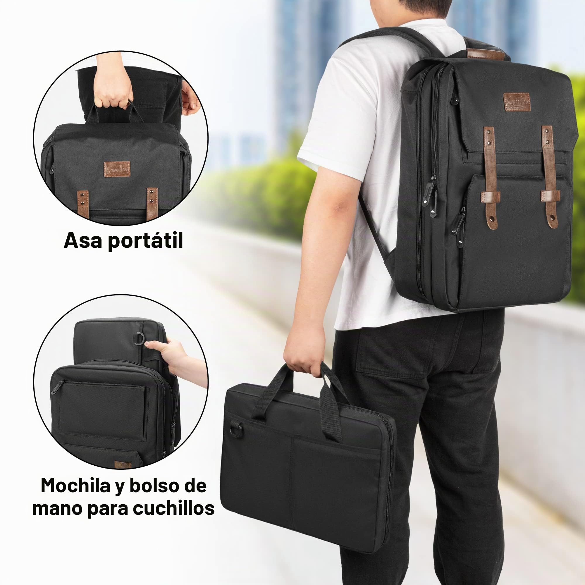 samdew Mochila para Cuchillos de Chef (Cuchillos no Incluidos) | Utensilios de Cocina Profesionales, Soporte para Cuchillos y Estuche para Utensilios con Múltiples Bolsillos