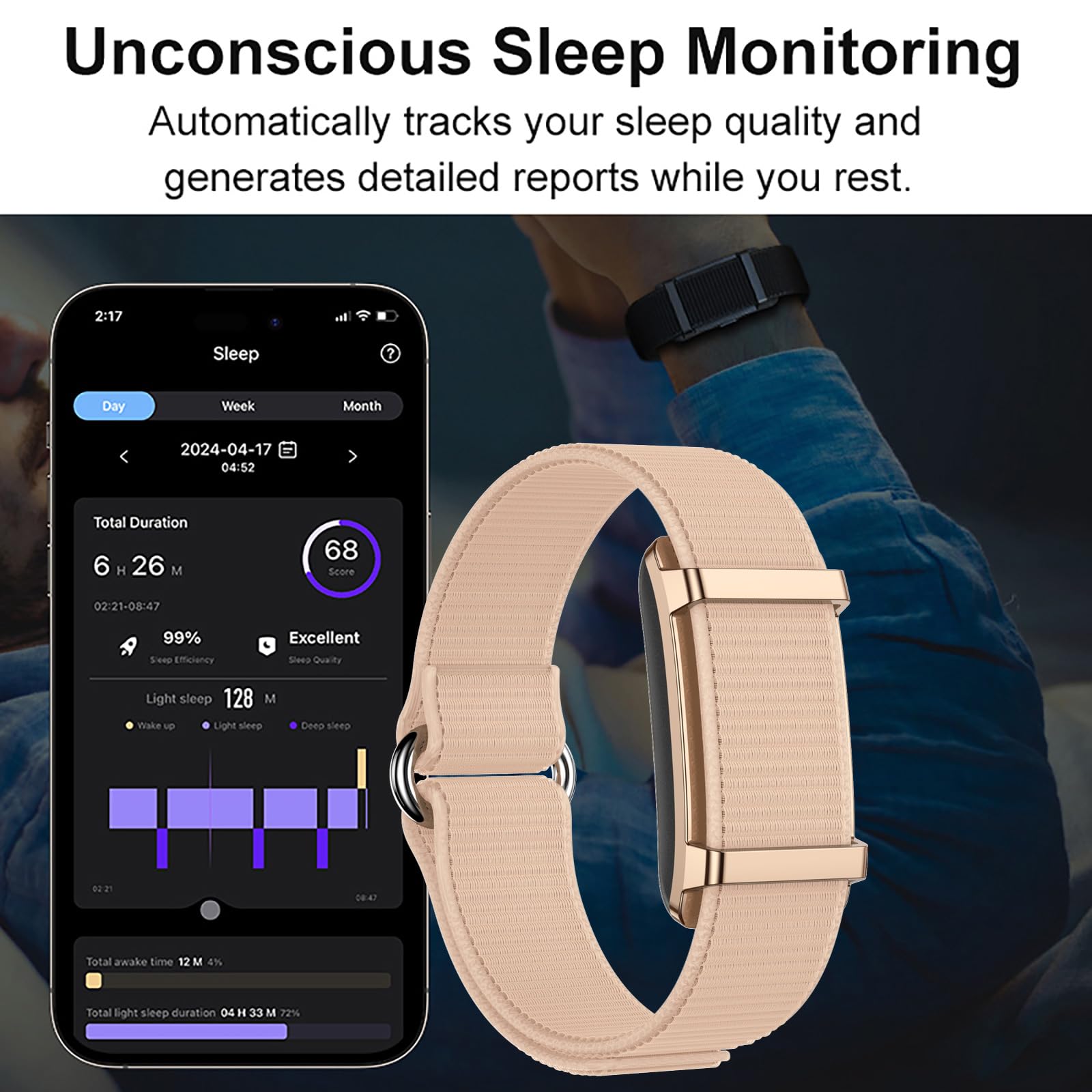 Braccialetto fitness tracker senza display per cardiofrequenzimetro, monitoraggio della pressione sanguigna, 50 + modalità sportive, contatore di calorie, IP68, impermeabile, smartwatch, braccialetto