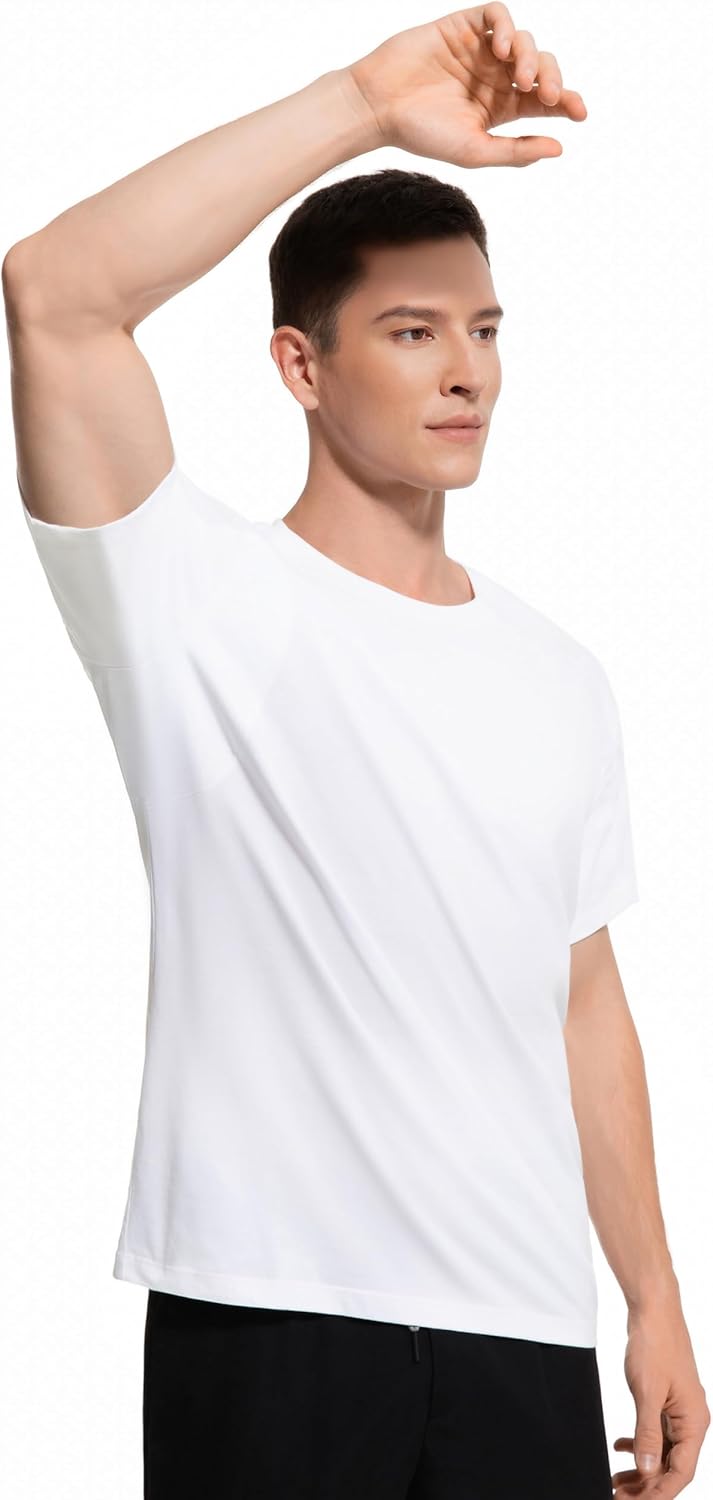 Men’s Sweatproof Undershirt - Crew Neck Short Sleeve Cotton T-Shirt, Original Fit with Built-in Underarm Sweat Pads, White, 3 Pack, Size X-Large - Image 5