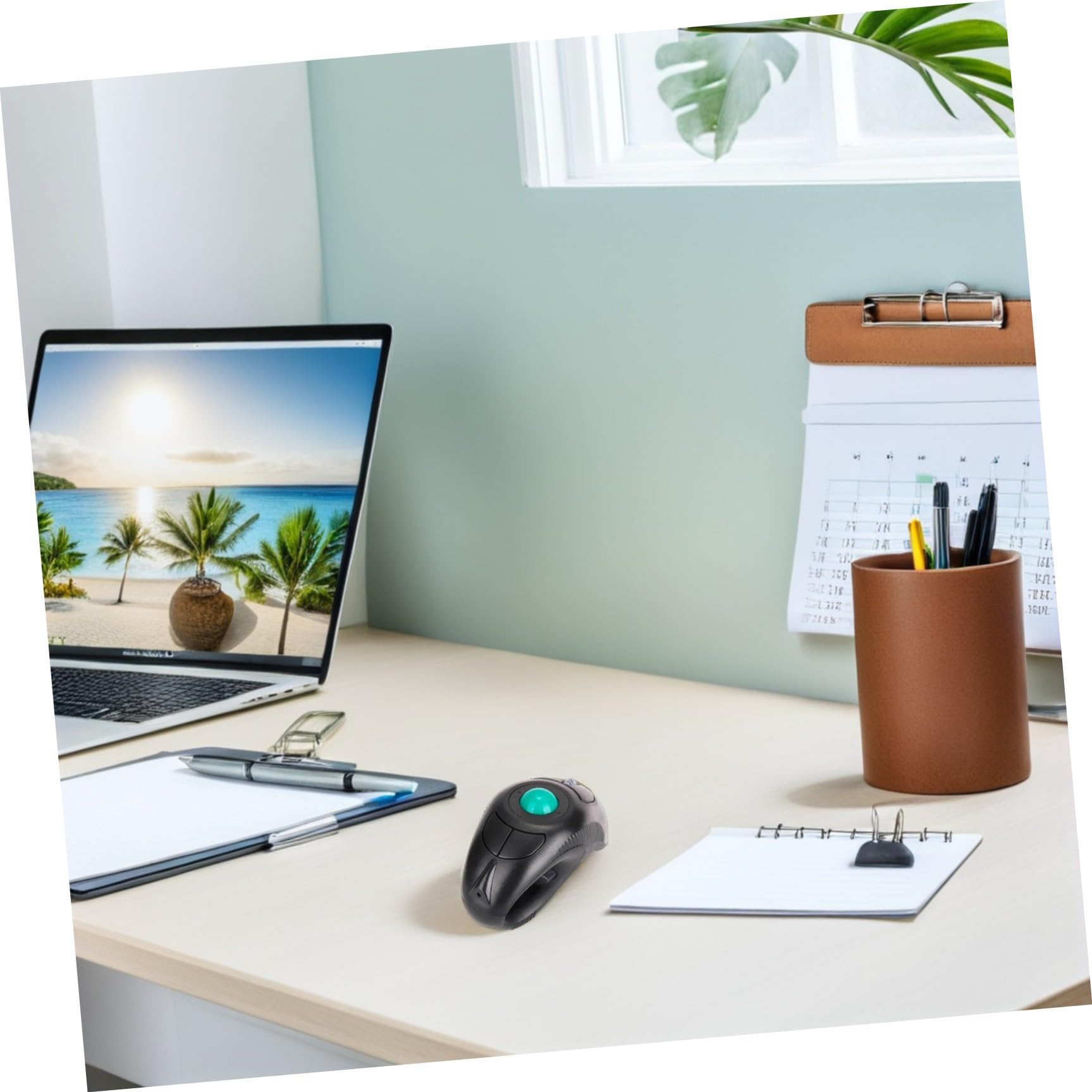 BESPORTBLE Souris sans Fil 24 Ghz Trackball Ergonomique Commande Pouce Port USB Intégré Compatible PC et Ordinateur Portable Design Portable Noir Utilisation Confortable Prolongée