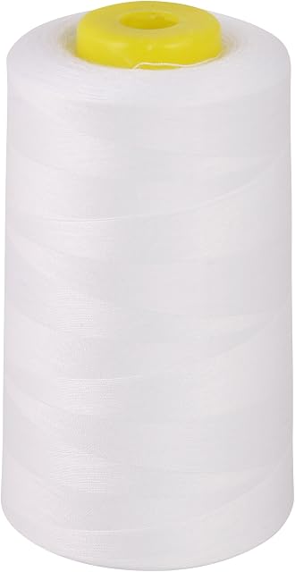 OVERLOCKING THREAD - OVERLOCKER THREAD - POLYESTER - SEWING THREAD - 4 X 5000 YARD SPOOLS - LARGE COLOUR SELECTION INCLUDING: BLACK WHITE RED BLUE CREAM NAVY PURPLE PINK GREEN GREY BROWN OLIVE SKY GOLD (WHITE 199)