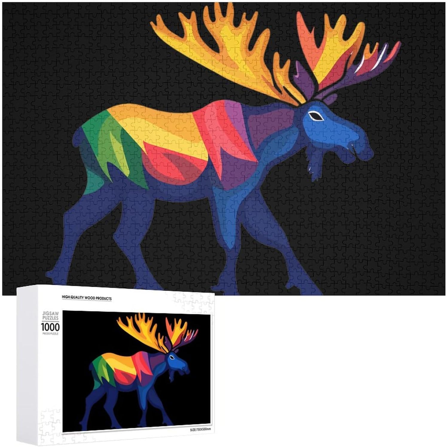 Colorful Canadian Moose Wood Puzzle Challenging Jigsaw Puzzles for Women Men