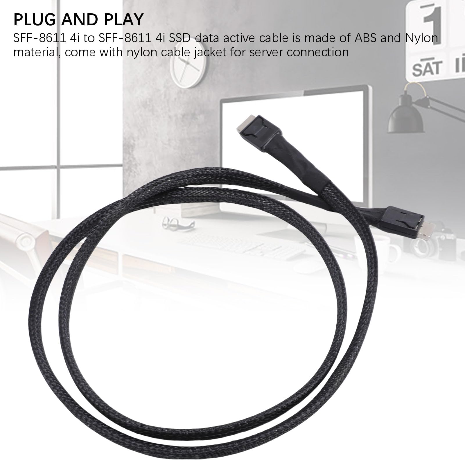 Bewinner SFF-8611 4I do SFF-8611 4I Active Kabel, PCIE Gen4 X4 64Gbps 39,3 Cala dla Oculink EGPU, OnexGPU, z nylonową kurtką, Nylonowym Materiałem
