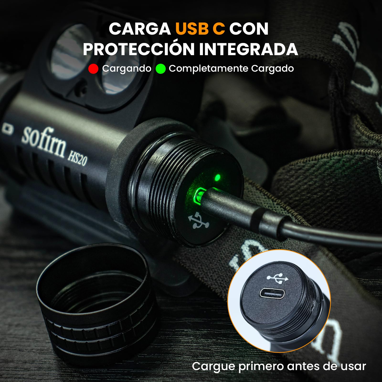 sofirn HS20 - Lámpara frontal LED, 2700 lúmenes, doble emisor, 90 CRI 5000K, 3 programas de funcionamiento, frontal profesional para acampar, carrera