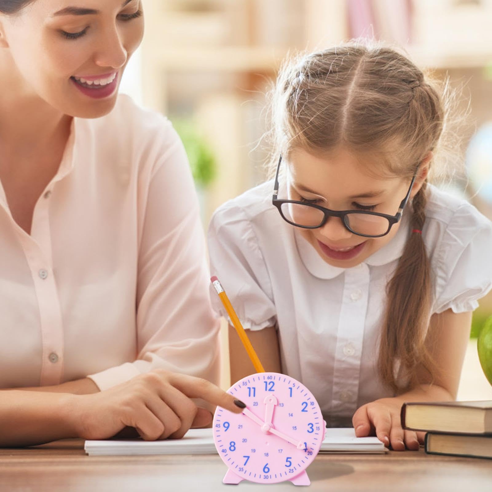 GLANSI Attractive Practice Demonstration Clock for Birthday New Year Christmas Easter Learning Tool Practice Clocks for Kids - Sturdy Teaching Clocks Student Clock,