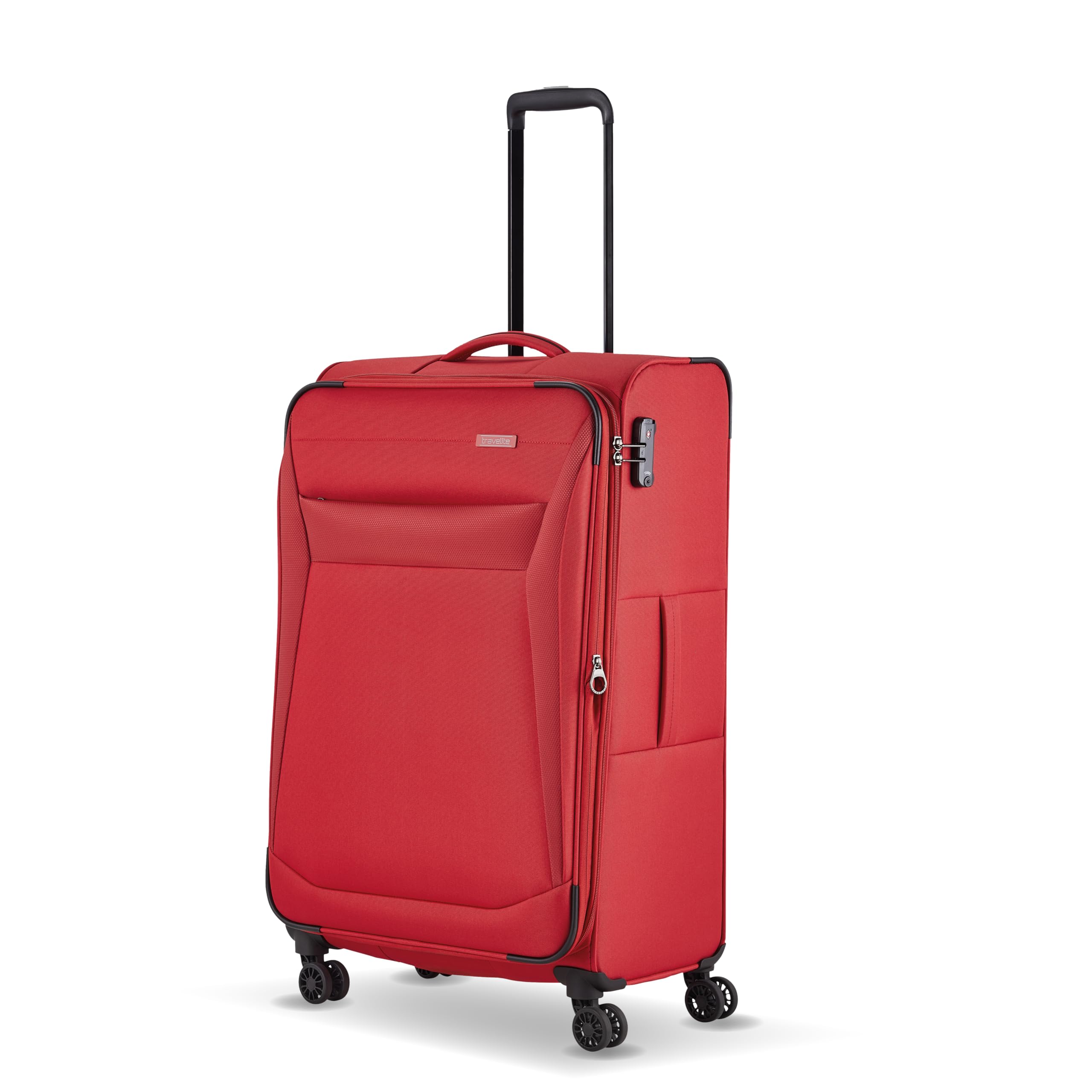 Travelite 4-Rad Koffer Größe L Weichschale, Gepäck Serie Chios mit Dehnfalte + Kantenschutz, Trolley in Zeitloser Optik, 78 cm, 90-97 Liter