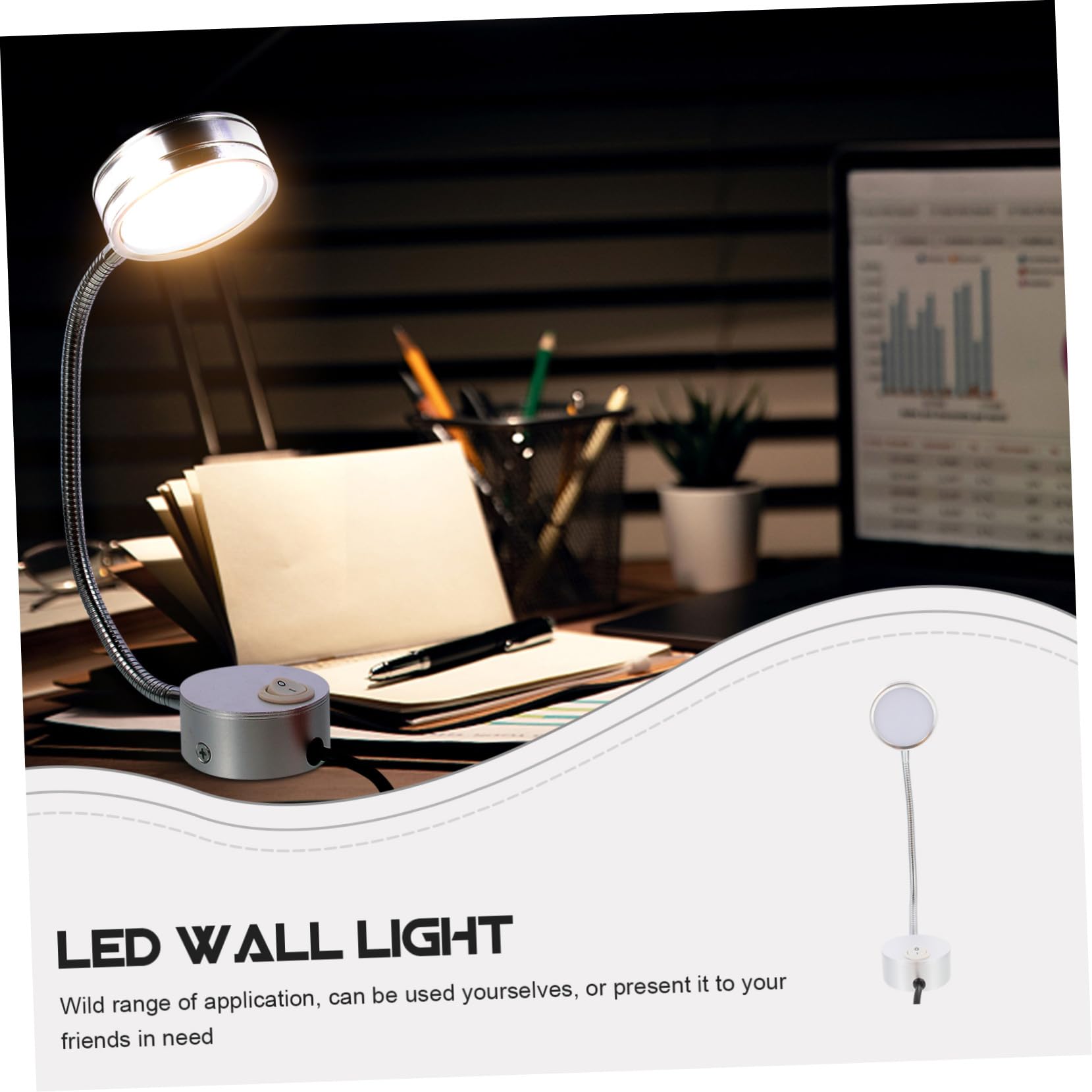 Lámpara de Lectura LED de Montaje en Pared para Cama | Aluminio Plata, Uso Sencillo, Estilo Simple y Elegante, para Cocina y Bar