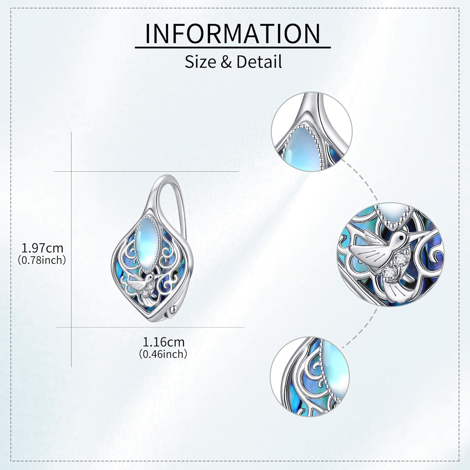 Moonstone Abalone Shell Earrings 925 Sterling Silver Dragonfly/Hummingbird/Butterfly/Lotus/Filigree Hoop Leverback Earrings Jewelry Gifts for Women - Image 5