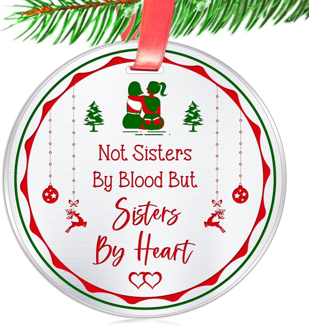 Elegant Chef Christmas Ornament Gift for Best Friends- Not Sisters by Blood but Sisters by Heart- Long Distance for BFF Unbiological Soul Sis, Besties- 3 inch Flat Stainless Steel Elegant Chef Christmas Ornament Gift for Best Friends- Not Sisters by Blood but Sisters by Heart- Long Distance for BFF Unbiological Soul Sis, Besties- 3 inch Flat Stainless Steel