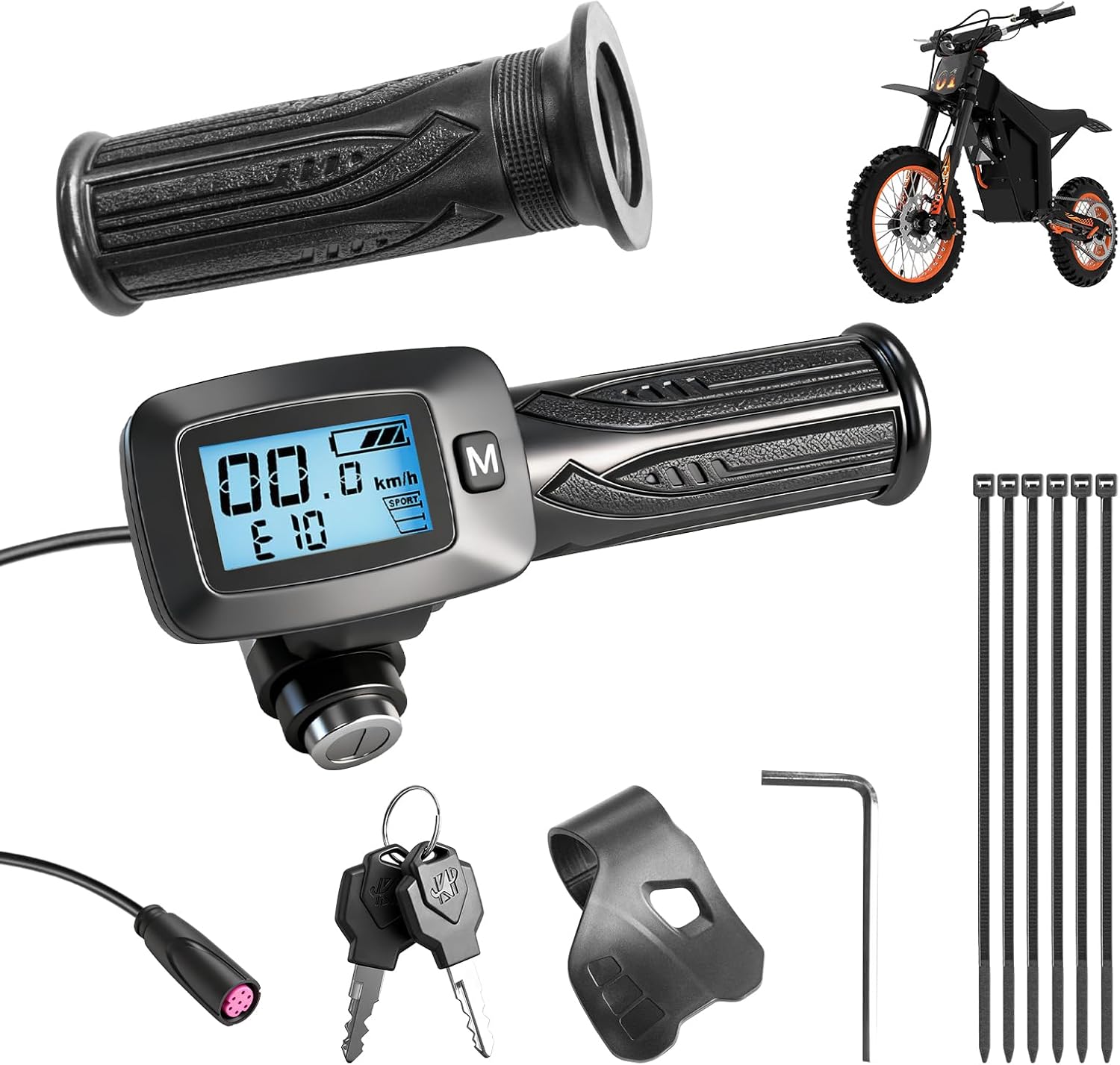 Ebike Speedometer Throttle with M Key Version Integrated Display Throttle, 48V T