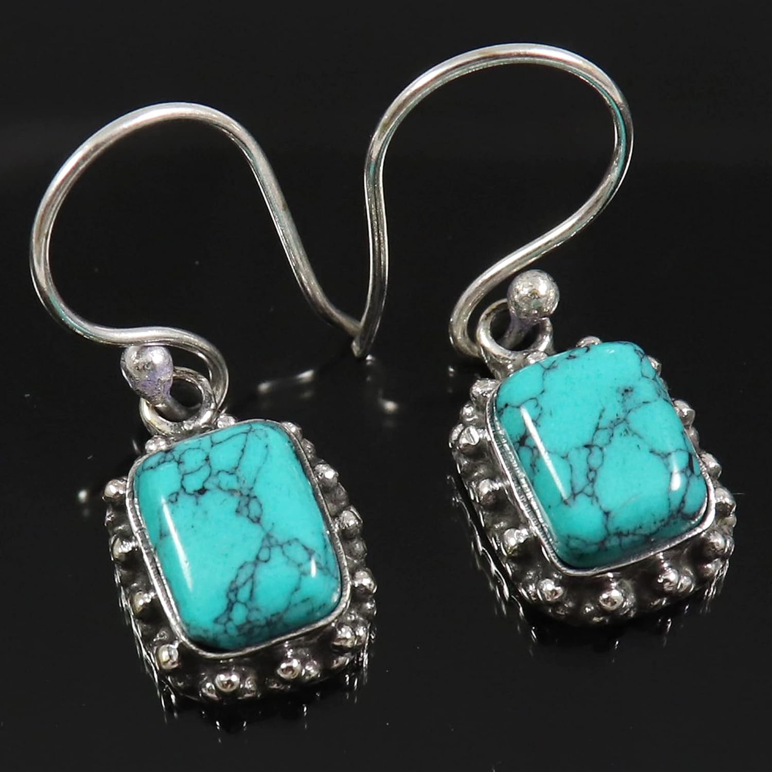 Goyal Exports Turquoise Lab-CreatedGemstone 925 Sterling Silver Drop/Dangle Earring Jewlery SEG146C