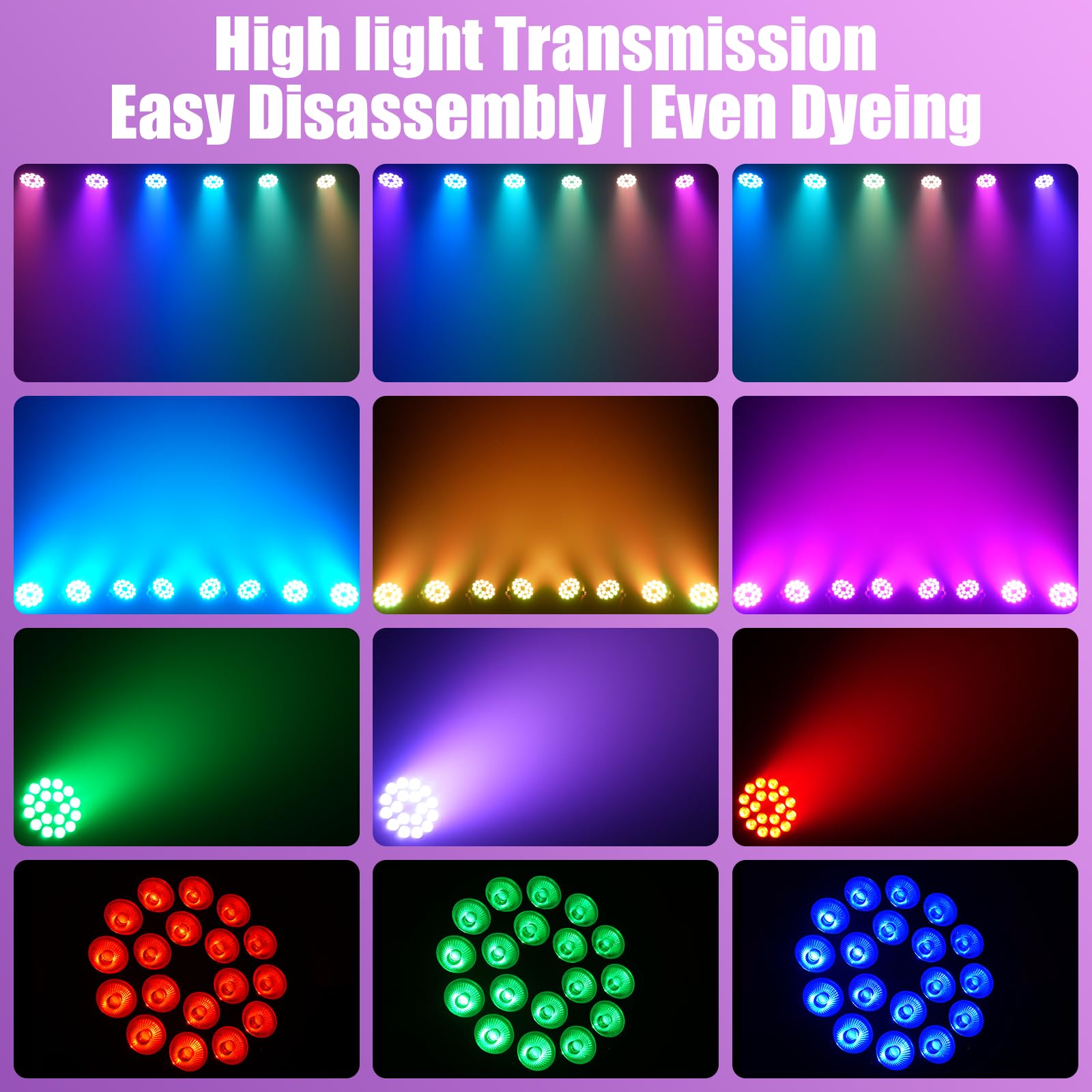 2 pezzi 200W UV+RGB 18 LED per proiettore, luce di scena luce da festa DMX512 illuminazione da discoteca per DJ Party Show Bar Halloween Natale