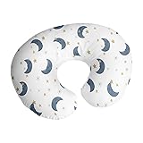 Sweet Jojo Designs Moon and Star Nursing Pillow Cover Breastfeeding Pillowcase for Newborn Infant Bottle Breast Feeding Pillow NOT Included - Navy Blue and Gold Watercolor Celestial Sky Gender Neutral Navy Blue, Gold and White