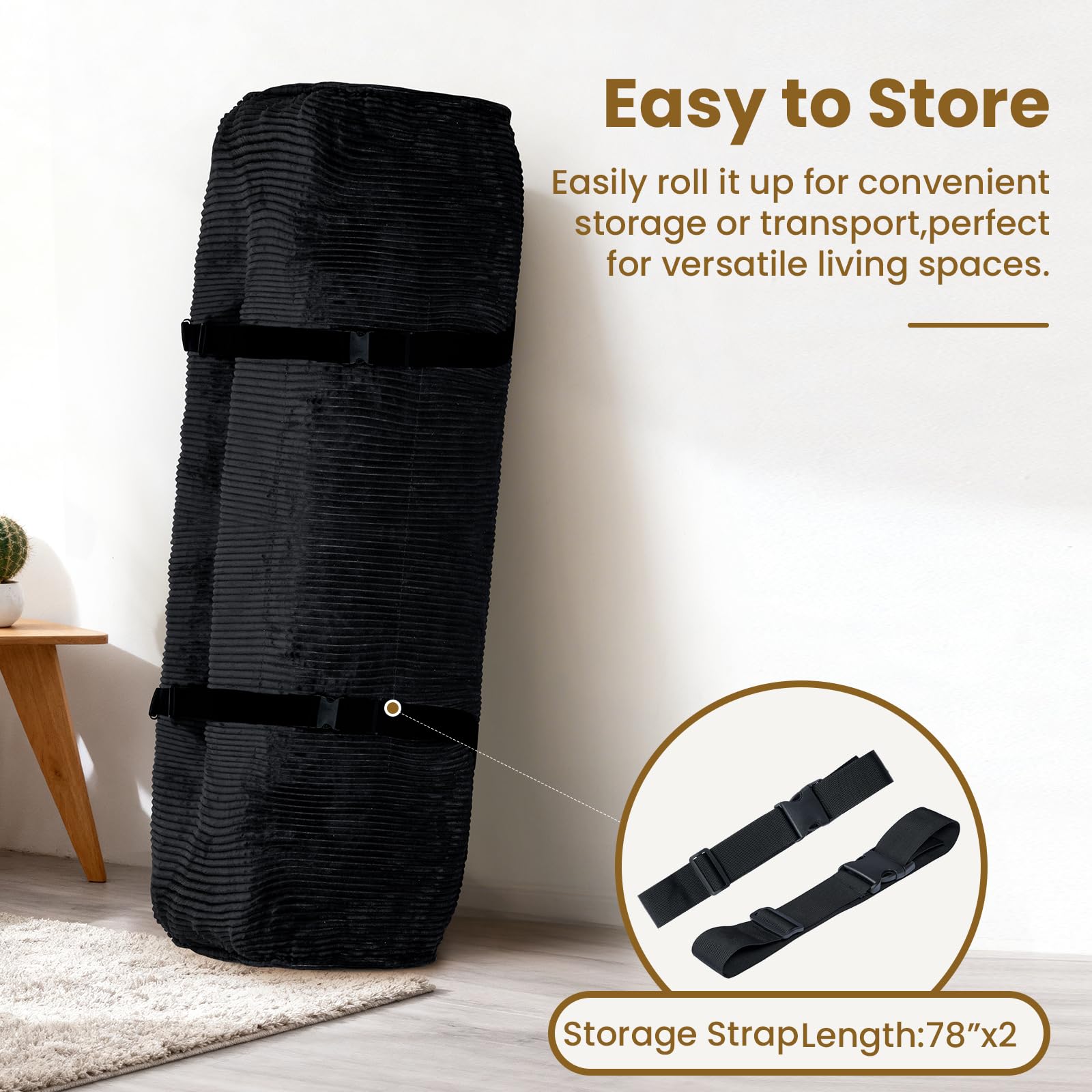 10" Futon Mattress Full Size, Ultra Thick Futons Sofa Couch Bed Sleeper Sofa Bed, Versatile Floor Futons Japanese Floor Mattress for Adults, Black (Frame Not Included)