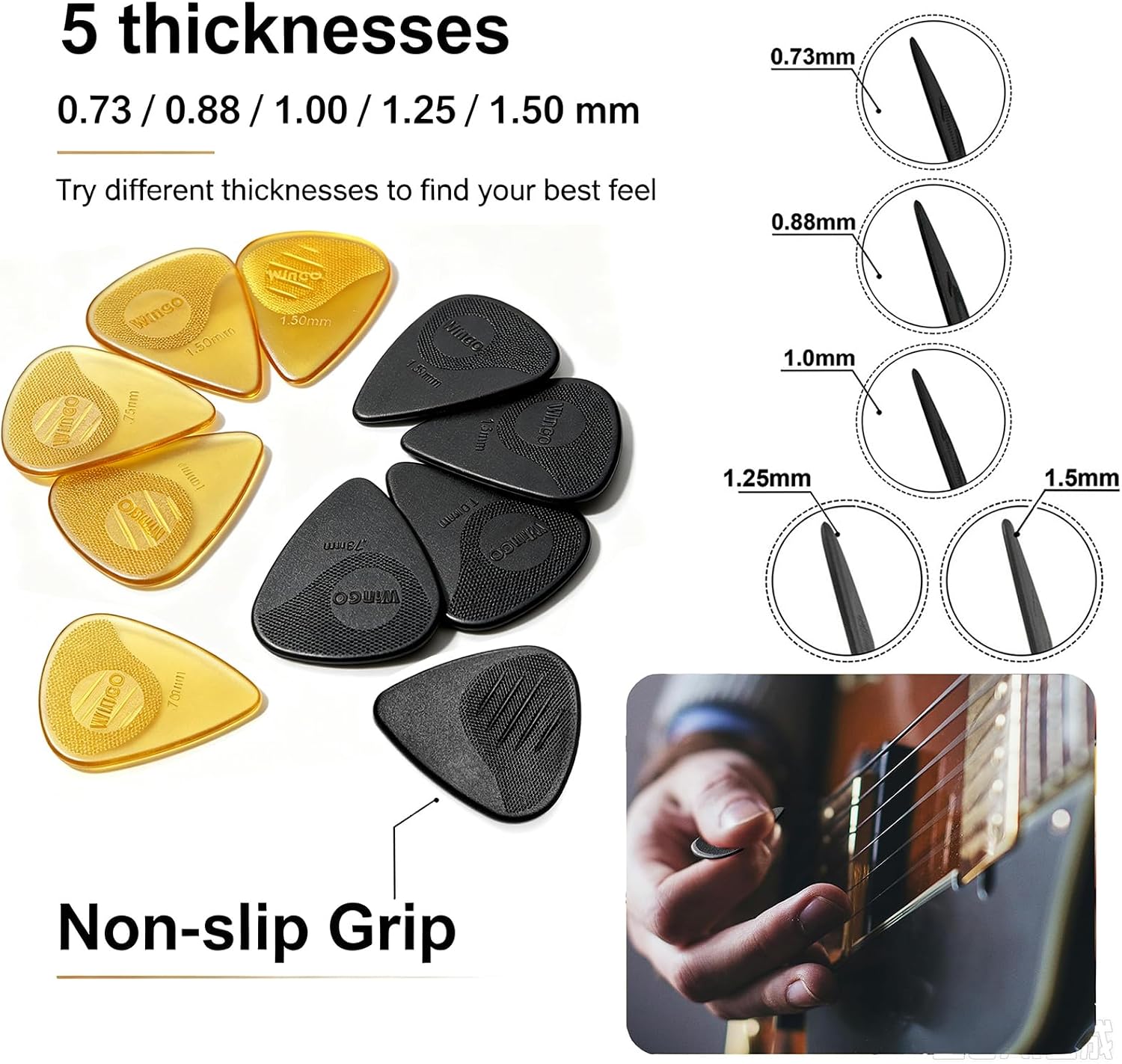 WINGO Guitar Capo for Acoustic Electric Guitars, Silver & 10 Nonslip Picks