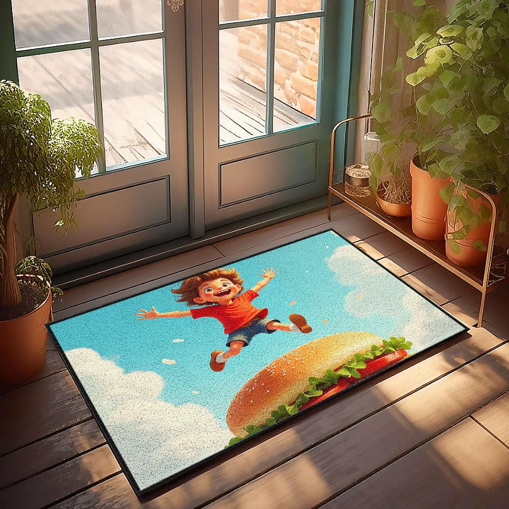 Tapis de bienvenue de ferme amusant paillasson d'automne entrée enfant burger