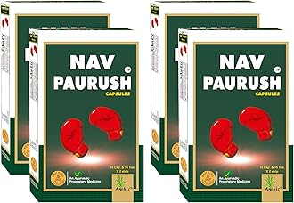 Ambic Nav Paurush Capsule I Ayurvedic Muscle Gain Capsules For Strength & Stamina I Supports Healthy Weight Gain & Improves Muscle Recovery I 240 Capsule + Tablet (Pack Of 4)