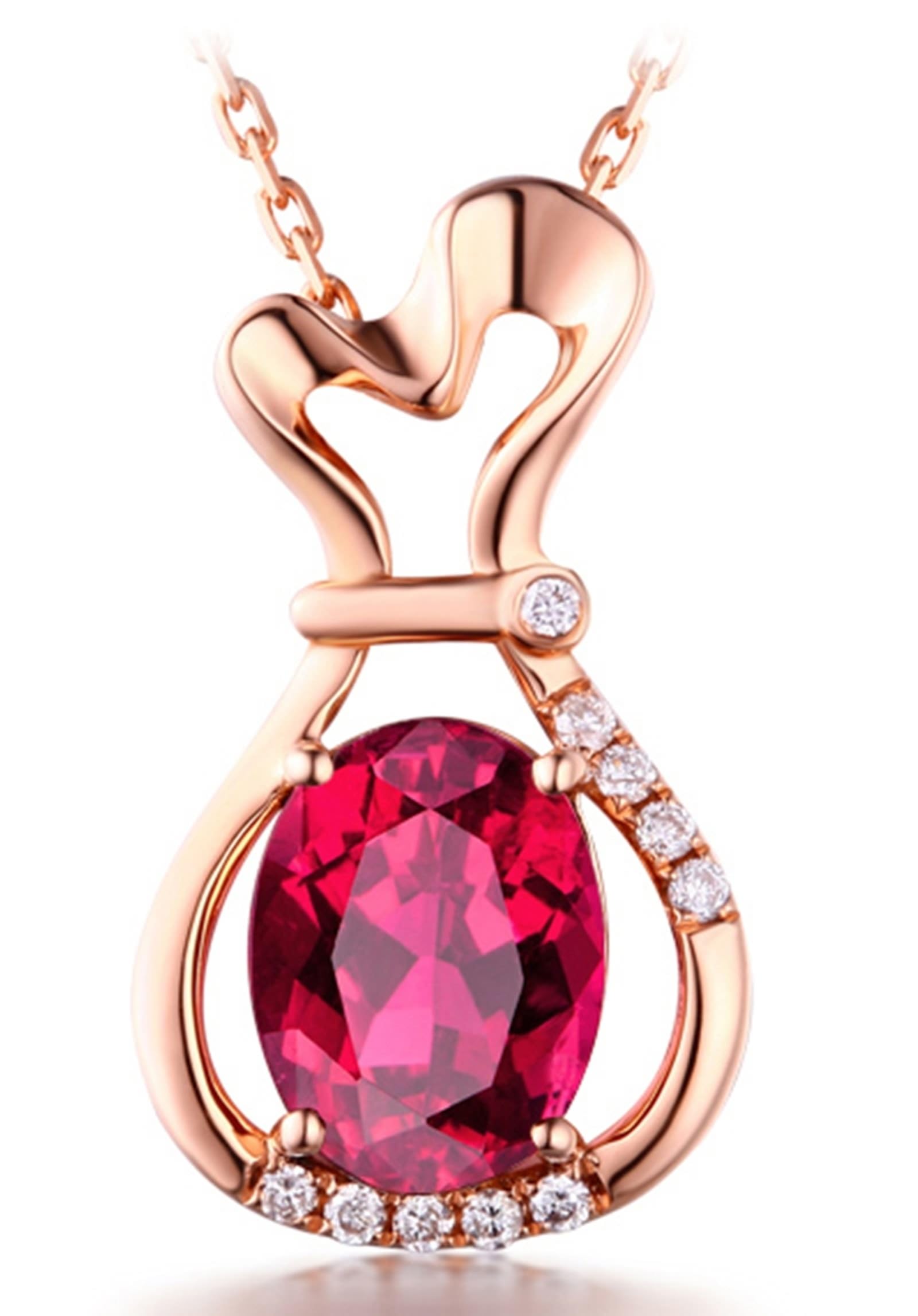 Collier en or jaune 750 avec pendentif en tourmaline 0,9 ct taille ovale pour femme Chaîne en or 18 carats 50 cm