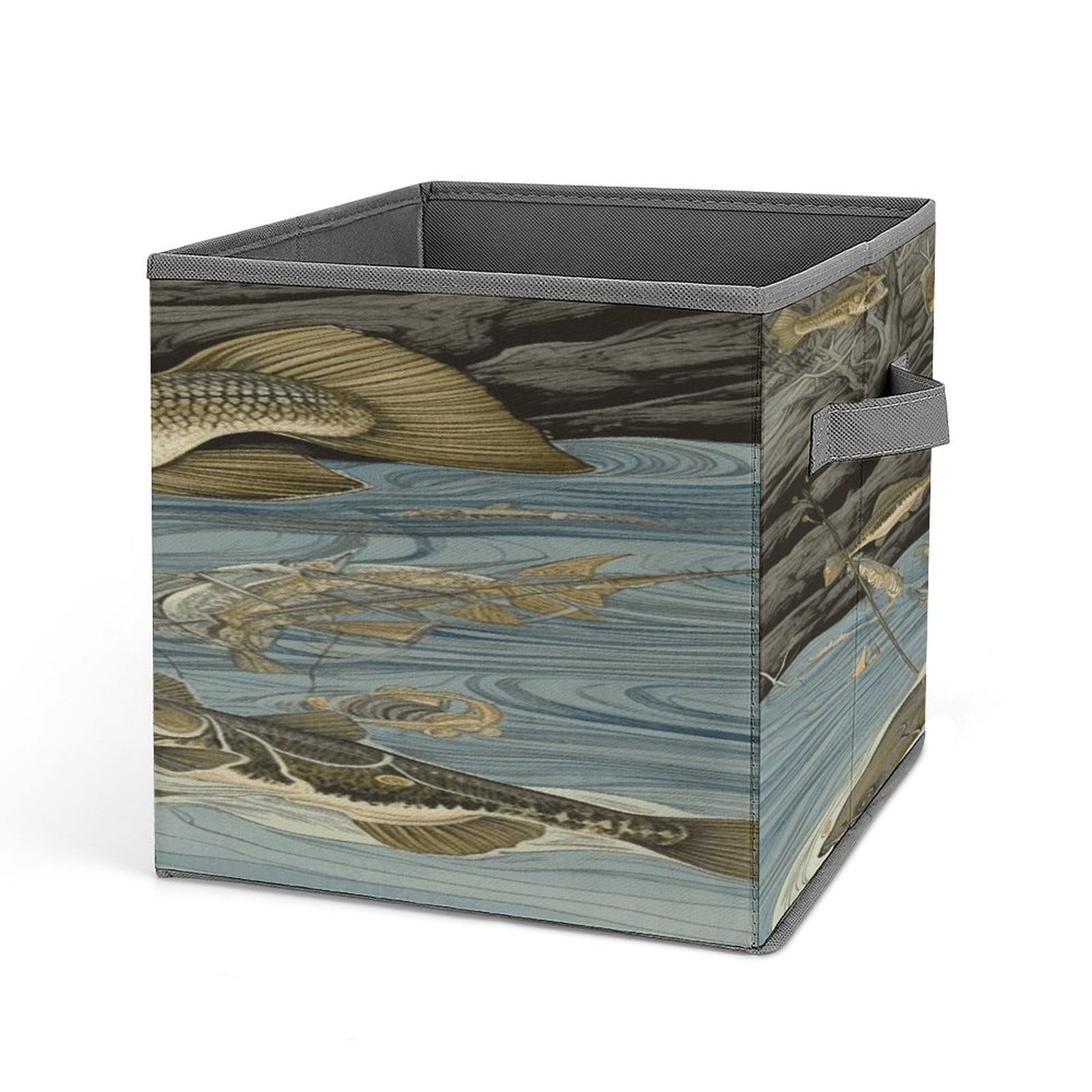 Fodpand Style Fishing Storage Cubes Foldable Decorative Fabric, Storage Bins Baskets With Handles, Closet Organizers And Storage For Home, Office,Closet, Clothes