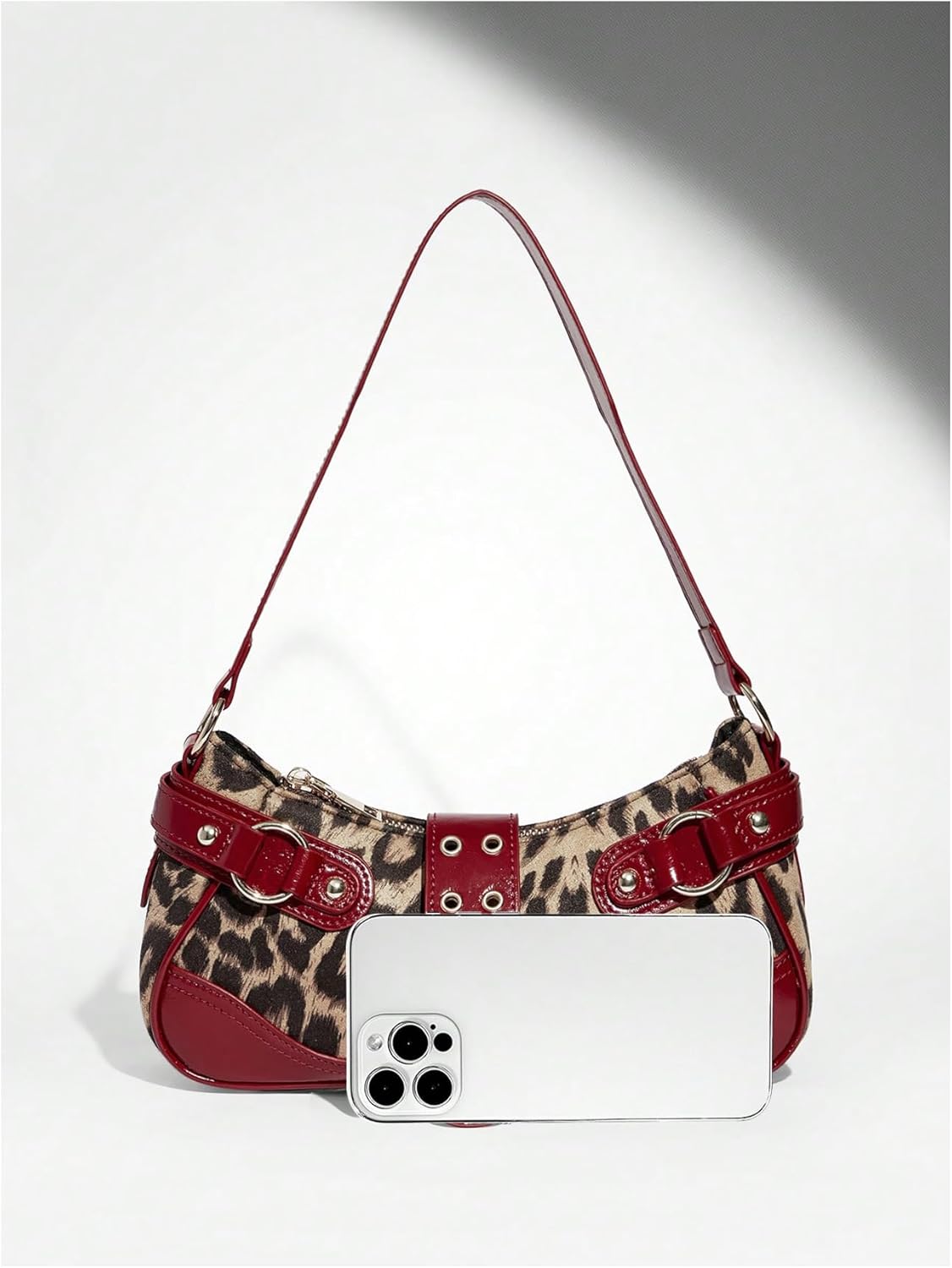SweatyRocks Women's Cheetah Leopard Print Clutch Buckle PU Leather Y2K Shoulder Handbags
