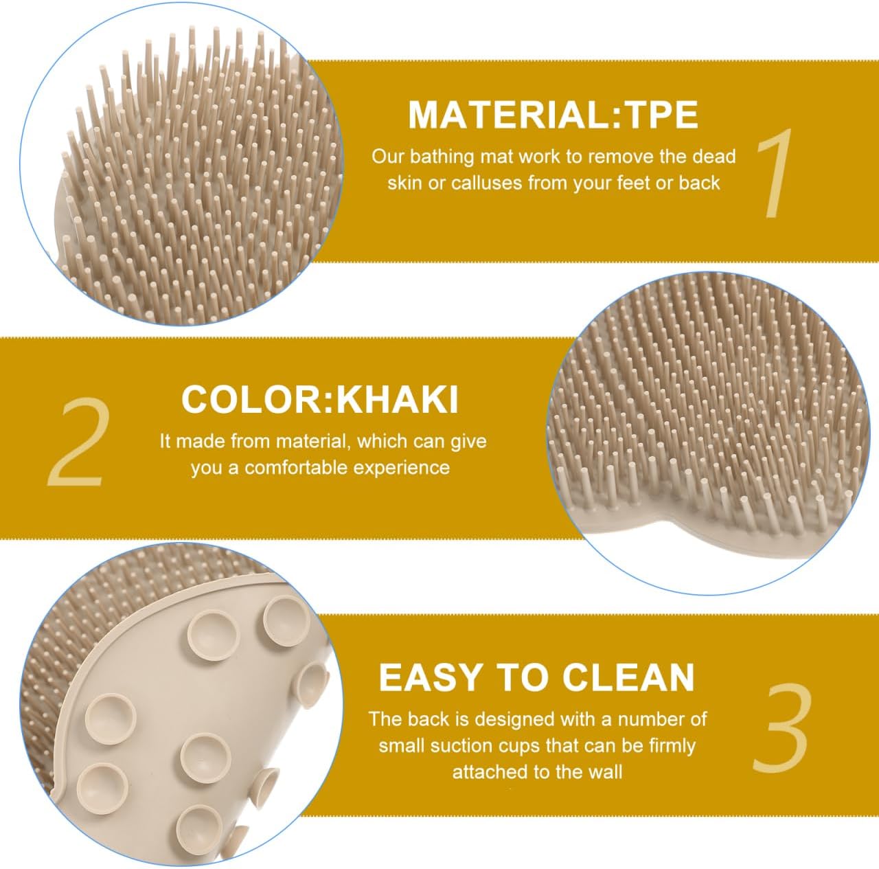 Angoily Wall-Mounted Back Scrubber for Shower Hands-Free Body Scrubber with Suction Cups Non-Slip TPE Material 11.81X10.03 Inches Exfoliating Bath Mat for Back and Feet