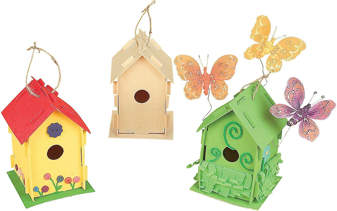 Fun Express Birdhouse Kits for Kids, DIY Craft for Kids, 12 Houses to Build and Decorate, Great for School, Spring and Summer Crafting Activities - VBS Vacation Bible School Supplies/Decor