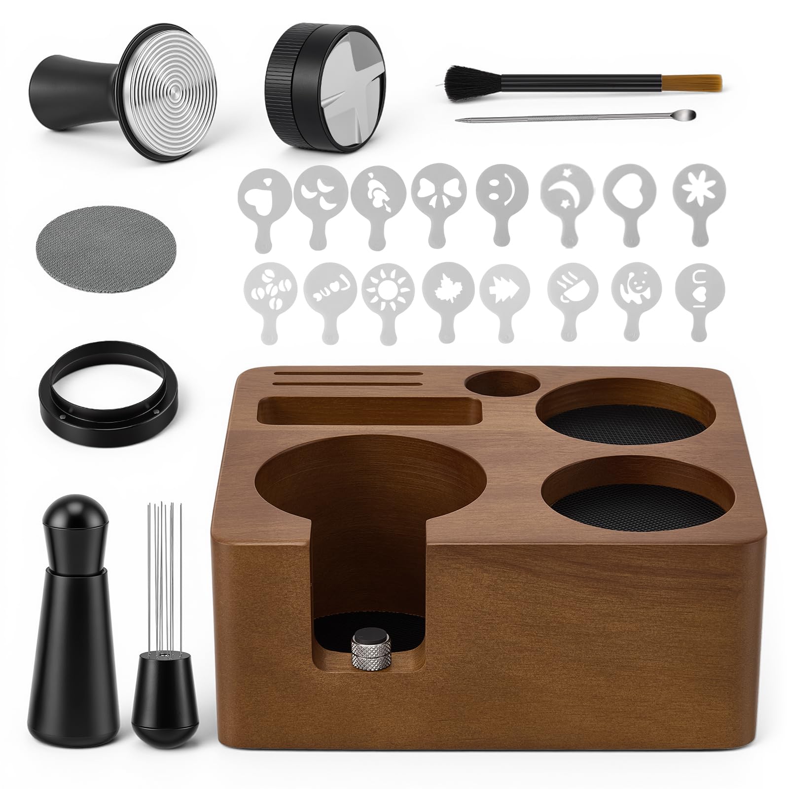 Kit Barista 9 Piezas, Tamper de Café de 51mm, Accesorios de Espresso | Barista Accesorios Cafetera con Tamper, Distribuidor, WDT Tool, para Máquina Espresso Portafiltro