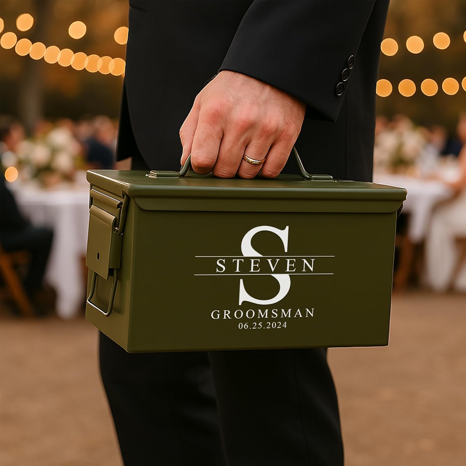 On The Rox Personalized Groomsmen Ammo Box For Men - Custom Groomsmen Ammo Can Gift Set - Authentic Grade 1 Military Ammo Box Gift For Dad - Personalized Wedding Favors - Custom Gift