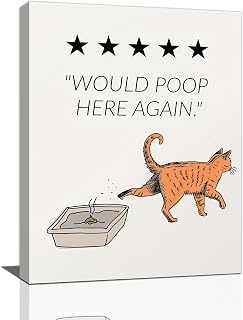 Cat Bathroom Wall Art Would Poop Here Again Pictures Wall Decor Funny Cat Bathroom Canvas Painting Print Funny Apartment Home Modern Artwork Decorations Framed for Bathroom Restroom 12 x 16 inch