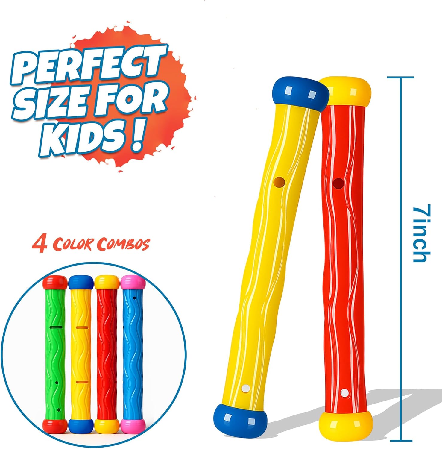 Pool Diving Toy Set 4 Diving Sticks Diving Torpedoes Swimming Underwater Pool Training Toy Diving Games Training Children Gift, Underwater Pool Training