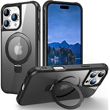 Hocase for iPhone 16 Pro Max Case, with Magnetic Ring Stand [Compatible with MagSafe] [Military Grade Protection] Slim Shockproof Translucent Protective Phone Case - Black