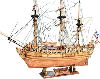 PEIXEN Wooden Sailboat Model Yuan Qing HMS Royal Caroline 1749 Scale 1/50 33'' Wooden Ship Model Living Room and Study Decoration